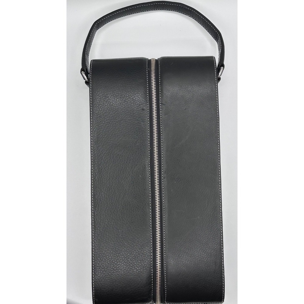 FOSSIL‎ Executive NEW Black Pebble Leather Two Bottle Wine Carrier Travel Vacay